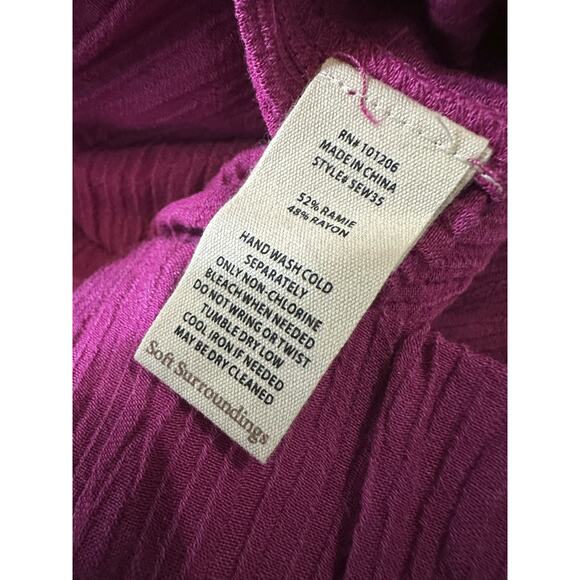 Soft Surroundings Oceo Gauze Wide Leg Pants Button Hem Fuchsia Plus Size 1X - Picture 8 of 12